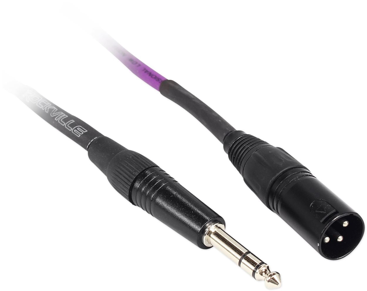 2 Rockville RCXMB20-P Purple 20' Male REAN XLR to 1/4'' TRS Balanced Cables