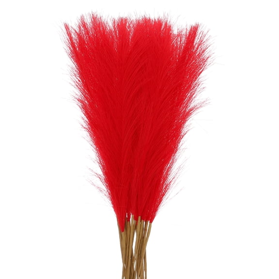 Uxcell 25Pcs Pampas Artificial Grass 21" Fake Pampas for Wedding Decoration Red