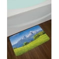 thumbnail image 2 of Europe Bath Mat, Blooming Flowers Snowcapped Mountain Tops in Background National Park Bavaria, Non-Slip Plush Mat Bathroom Kitchen Laundry Room Decor, 29.5 X 17.5 Inches, Green Sky Blue, Ambesonne, 2 of 2