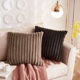 thumbnail image 4 of Taibuwu throw pillow covers 18x18 inch set of 2 fuzzy striped soft pillowcase with velvet back faux rabbit fur cushion covers decorative home decor for spring couch sofa bedroom livingroom, 4 of 6