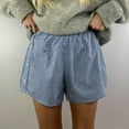 thumbnail image 2 of DHFJKG Women's Shorts Summer Casual Beach Bottoms High Waisted Plaid Side Button Elastic Waist Loose Fit Loungewear Shorts Trendy Trousers, 2 of 8