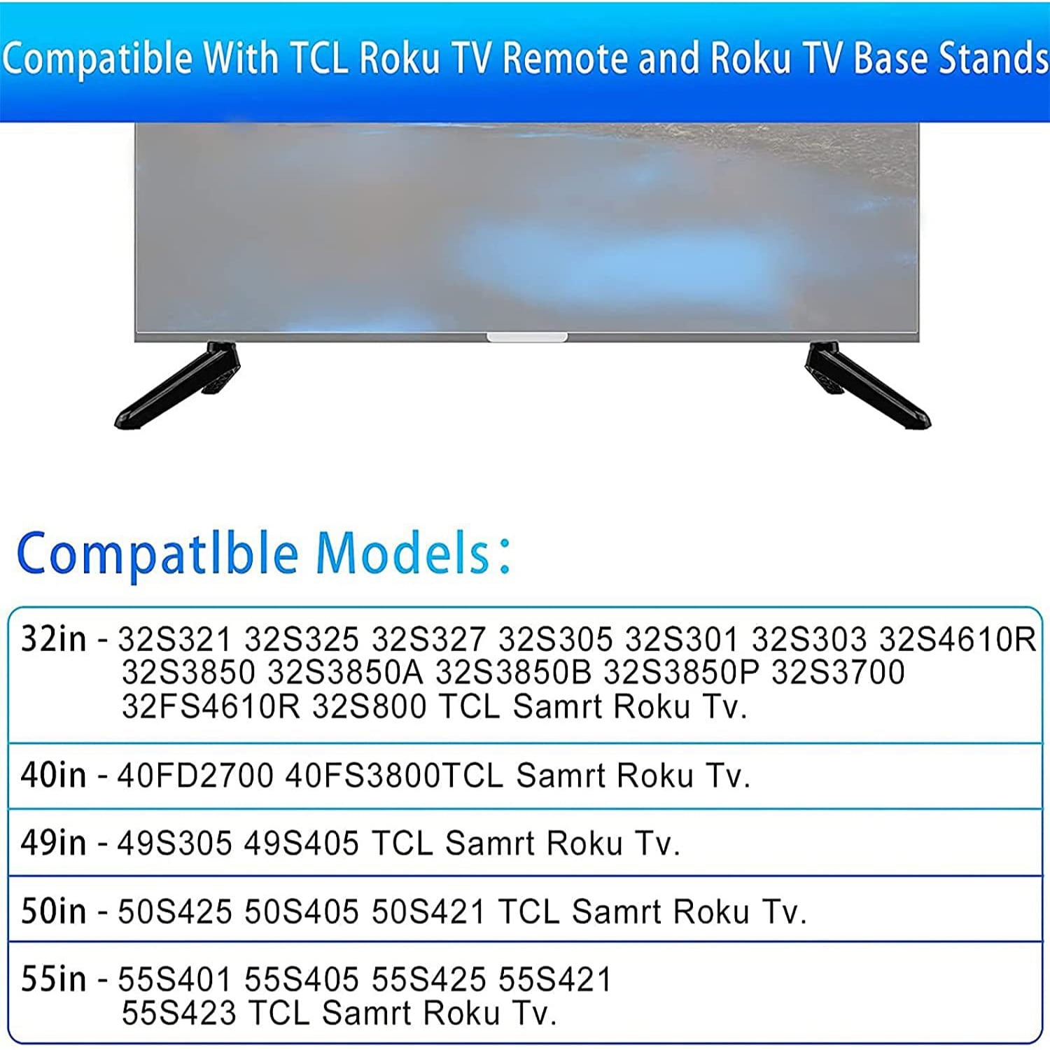 Romanda TV Legs for TCL TV Stand Legs Replacement Legs for TCL TV Base Stand 28 32 40 43 48 49 50 55 Inch TV Base for 28D2700 32S321 40S325 43S303