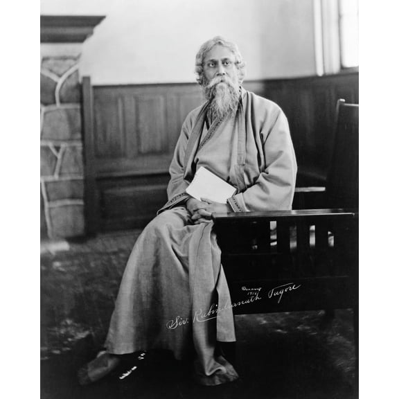 Print: Rabindranath Tagore, Full-Length Portrait, Seated, Facing Front