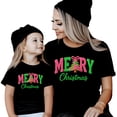 thumbnail image 3 of Ink Printed Image NOT a Yarn Patch - Trendy Faux Yarn Merry Christmas Graphic Shirt Black Shirt 5-6, 3 of 6
