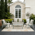 thumbnail image 2 of 4 Piece Patio Furniture Set,Outdoor Wicker Desk Patio Bistro Furniture Set with 4 Cushions & Tempered Glass Coffee, Outdoor Conversation Sets for Backyard, Garden,Poolside,Balcony--Green., 2 of 10