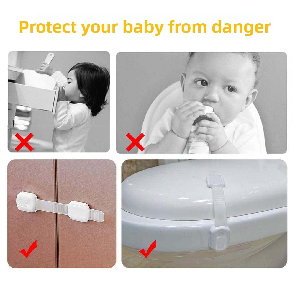 XIHAMA Child safety lock - 10 pieces, White, multi-functional drawer, cabinet door, refrigerator