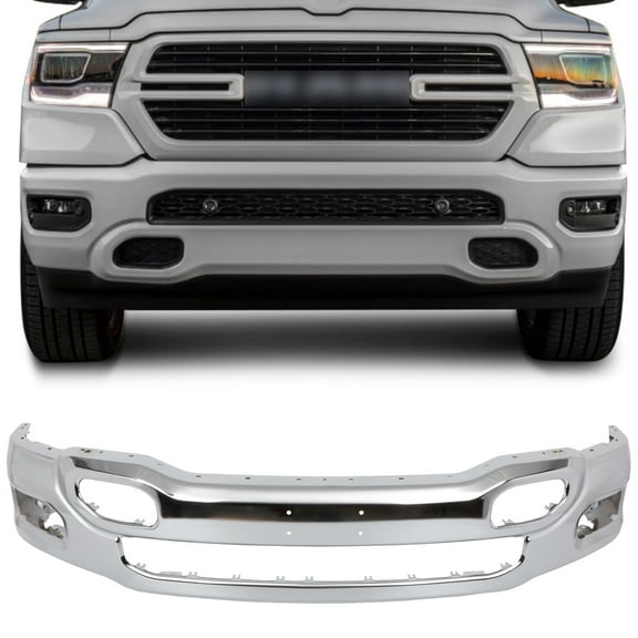 CCIYU Front Bumper Face Bar Compatible for 2019-2023 for Ram 1500 Steel Front Bumper Replacement without Parking Sensor Holes