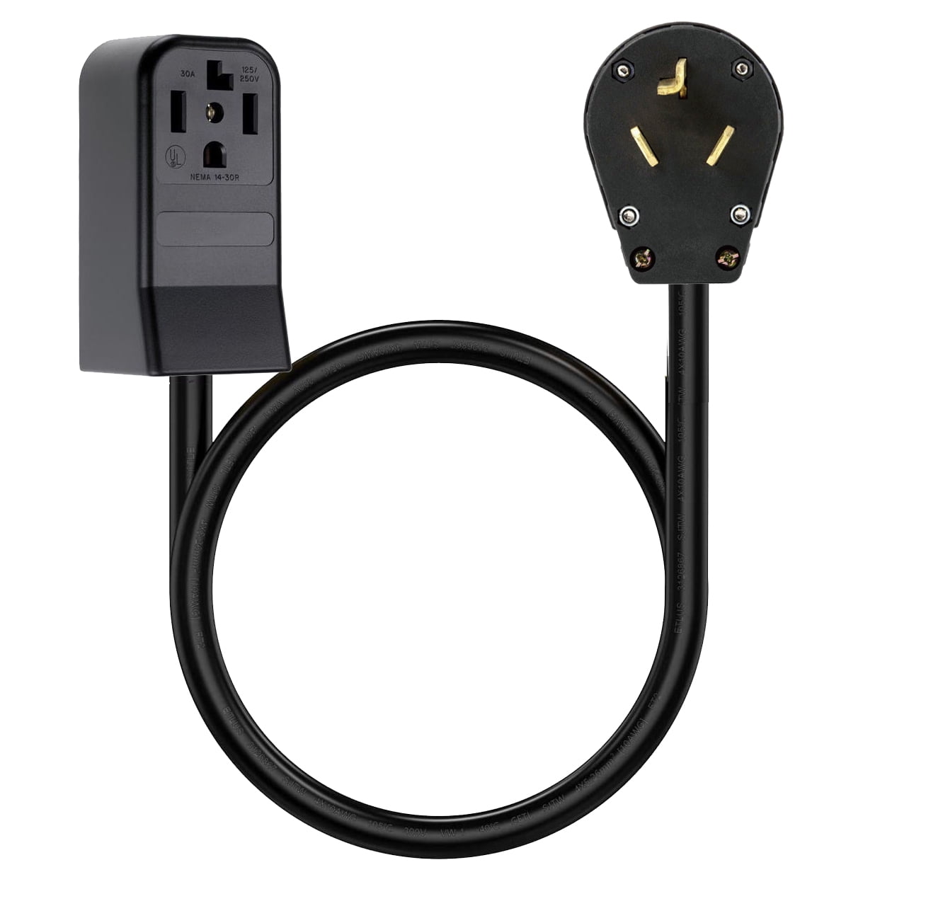 Getwiredusa 30 Amp Dryer Adapter Cord, 10/AWG Heavy Duty 3Prong Plug