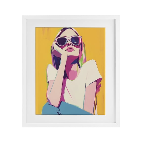Stupell Industries Contemporary Chroma Shades Girl White Framed Print Under Glass, 17 x 21, by Walker Noble