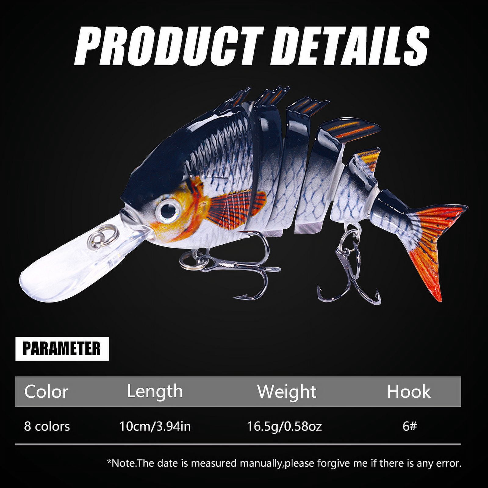 HENGJIA Fishing Lures 8pcs Multi Jointed Fish Fishing Kits Slow Sinking Lifelike Swimbait Freshwater and Saltwater for Trout Bass Lures