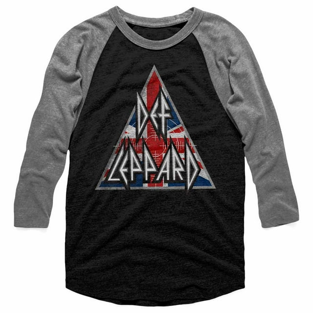 Def Leppard Groupe de Heavy Metal des Années 80 Rock n Roll Logo Drapeau Brit T-Shirt Raglan Adulte