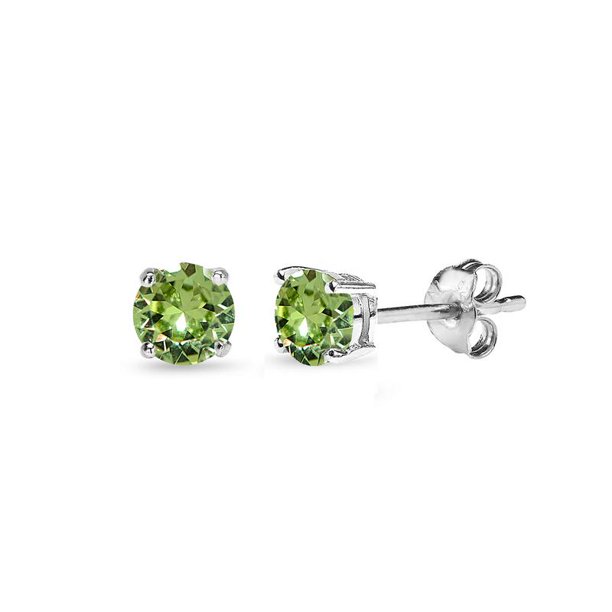 ONLINE Sterling Silver 4mm Light Green Stud Earrings Made with