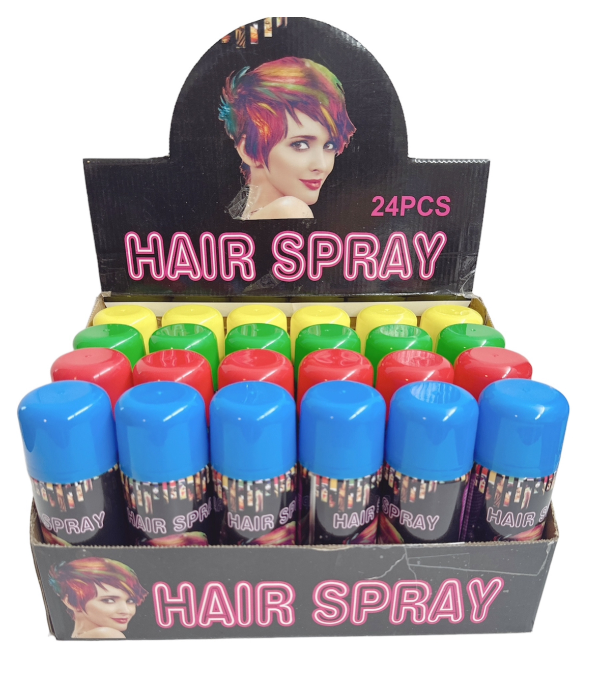 Temporary Hair Color Spray Birthday Party,New Year Party,Celebration- Case (24 Cans) - 4 Colors
