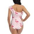 thumbnail image 5 of Easygdp Cute Flamingo with Heart Women's One Shoulder Ruffle Monokini Bathing Suits with Removable Chest Pad, Quick Drying - XX-Large, 5 of 8