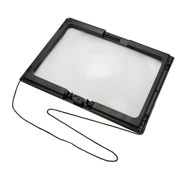 Lupa plegable ultrafina tamaño A4 de página completa con lupa 3X y 4 luces LED para lectura