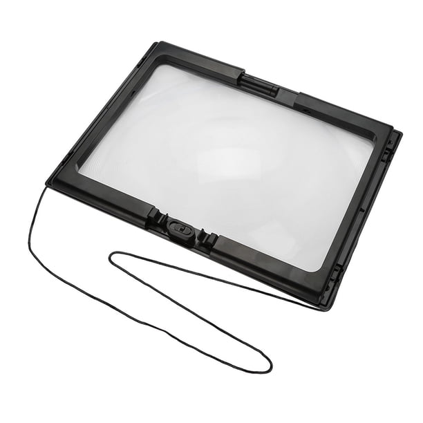 Lupa plegable ultrafina tamaño A4 de página completa con lupa 3X y 4 luces LED para lectura
