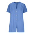 thumbnail image 6 of GILIGEGE Rompers for Women 2025 Summer Casual V Neck Button Down Short Sleeve Romper Overalls Shorts with Pockets Beach Vacation Outfits Short Rompers Tshirt Shorts Dressy Jumpsuits Casual Trendy, 6 of 7