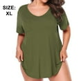 thumbnail image 2 of Camiseta holgada de verano informal sexy de manga corta con cuello en V y bolsillo con textura flameada para mujer, 2 of 8