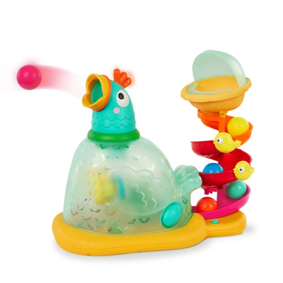 Battat Pop-a-Doodle-Doo – Poulet lanceur de balles avec musique et lumières, jouet d’apprentissage pour bébé et tout-petit, jeu d’intérieur