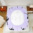 thumbnail image 5 of jejeloiu Ballet Girls Twin Sheet Sets,Ballerina Silhouette Twin Fitted Sheet,Purple White Black Flat Sheet For Girls,Lightweight Room Decor,3pcs, 5 of 7