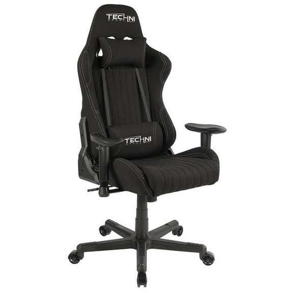 Pemberly Row Sport Ergonomic Adjustable Racing Game Chair in Black