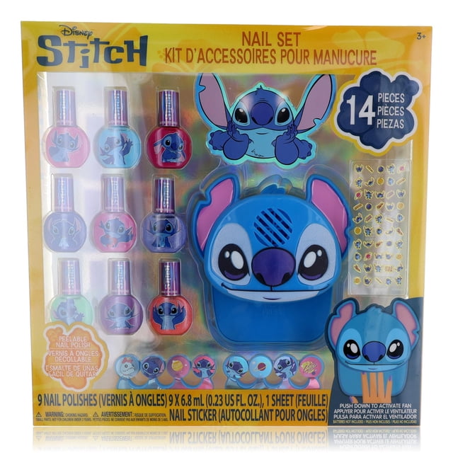 Set de uñas Disney Stitch con secador de uñas, 14 piezas para niños