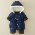 thumbnail image 6 of newwalpole Baby Snowsuit Newborn Printed Winter Clothes Outfit Infant Boys Grils Hooded Double Zippers Jumpsuit Onesie Coat Navy for Size 3-6 Months, 6 of 7
