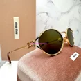 thumbnail image 1 of MIU MIU Sunglasses Metal Gold 54mm Oval Metal Italy Authentic Women Brown Lens, 1 of 6