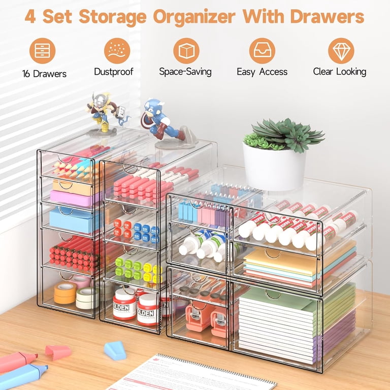 TAIMASI 16-Drawer Acrylic Organizer Set, 4-Piece photo 6