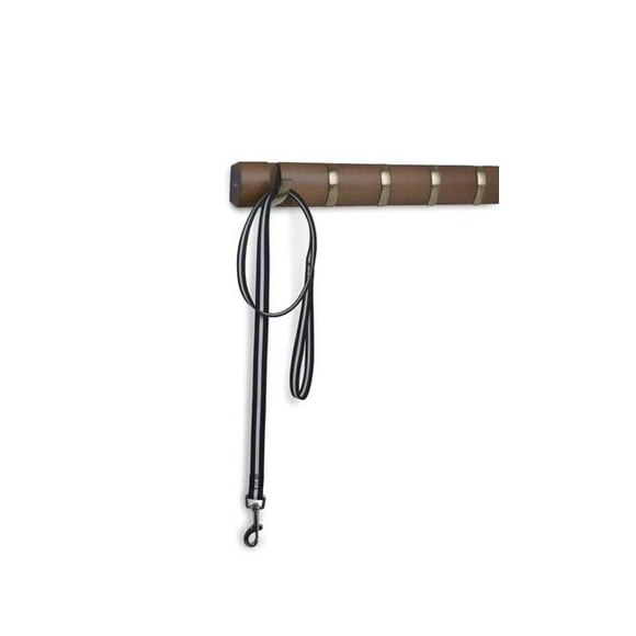 Umbra 318858-1227 32 x 2.75 x 1.5 in. Flip 8-Hook Wall Mounted Floating Coat Rack, Light Walnut & Warm Gold