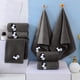 thumbnail image 1 of Toalla facial bordada con imitación de panda | Toalla de mano de algodón suave y absorbente para niños y adultos | Toalla de cocina y baño de 75 x 34 cm en gris, azul, negro y caqui, 1 of 6