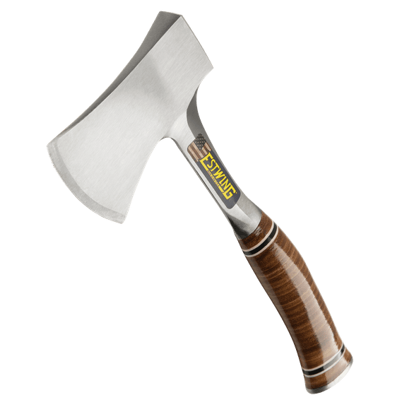 ESTWING Sportsman's Axe - 14" Camping Hatchet with Forged Steel Construction & Genuine Leather Grip - E24A