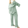 thumbnail image 5 of Franhais Women 2 Piece Loungewear Sets Long Sleeve Shirts Tops and Loose Wide-Leg Pants, 5 of 9