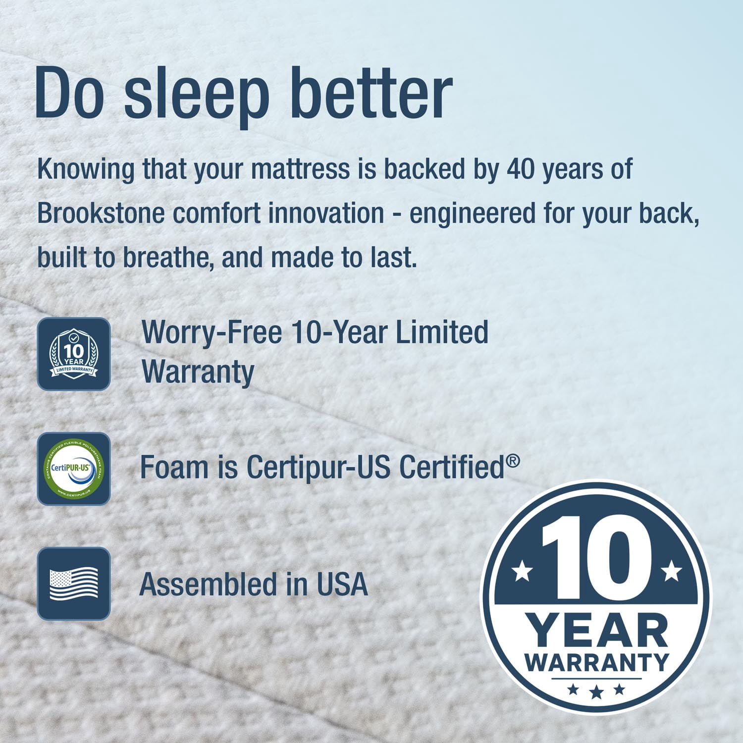 Brookstone 10" Lumbar Relief Hybrid Mattress, Queen, Medium Firm, Zoned Lumbar Support, Breathable Cooling Cover, Fiberglass Free, Mattress in a Box