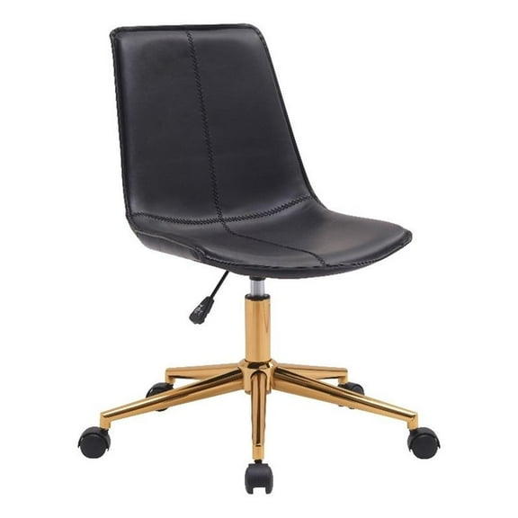 Plata Import Black Faux Leather Slope Swivel Office Chair