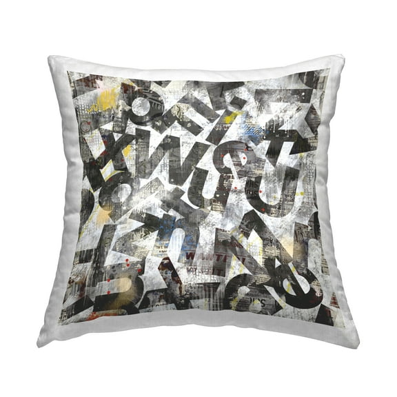 Stupell Industries Mixed Letters Abstraction Decorative Printed Throw Pillow Design by Laura Gibson .