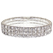 WEIYIN Silver Crystal Tennis Bracelets for Women Three Layer Silver Rhinestone Crystal Bracelet Fashion Jewelry Gifts for Her Online