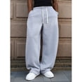thumbnail image 4 of Men Baggy Sweatpants Wide Leg Heavyweight Comfy Lounge Slacks Loose Fit Track Pants Light Gray XL, 4 of 9