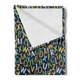 thumbnail image 2 of Alphabet Soft Flannel Fleece Blanket, School Themed Colorful Pattern with English Letters in Irregular Order, Cozy Plush for Indoor and Outdoor Use, 60" x 80", Night Blue Multicolor, by Ambesonne, 2 of 5