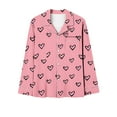 thumbnail image 5 of yoeyez Pajamas for Women 2 Piece Love Heart Printed Pajamas Sets Ladies Loungewear Button-Down Long Sleeve and Pant Pj Sets Soft Sleepwear Multicolor XXL, 5 of 7