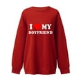 thumbnail image 4 of WREESH I Love My Boyfirend Shirt for Women Fashion Sweatshirt Casual Crewneck Sweatshirt Letter Print Pullover Loose Fit Long Sleeve Tops Loose Blouse Casual Pullover Tops Sweatershirt Red, 4 of 4