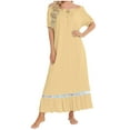 thumbnail image 2 of Nightgown for Women Solid Color Short Sleeve Comfort Sleep Dress Loungewear Yellow M, 2 of 4