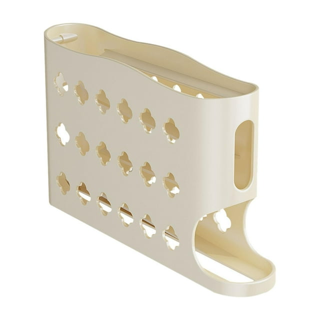 Dispensador de Huevos Rodante, Contenedor de Huevos, Bandeja Organizadora, Contenedor de Huevos Rodante Automático, Bandeja de Huevos de Cuatro Nivele Amarillo