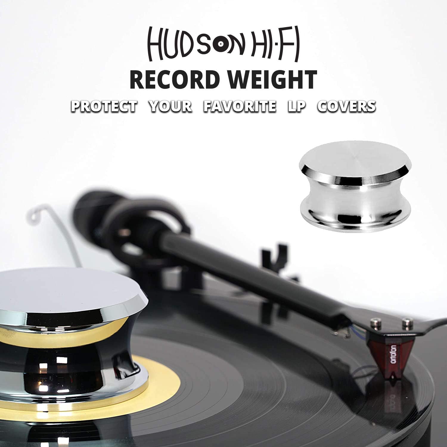 Fits Any Turntable Hudson Hi-Fi LittleBen Record Weight Stabilizer with Protective Leather Pad Chrome 8-Ounce Vinyl Turntable Weight Durable & Stylish LP Stabilizer