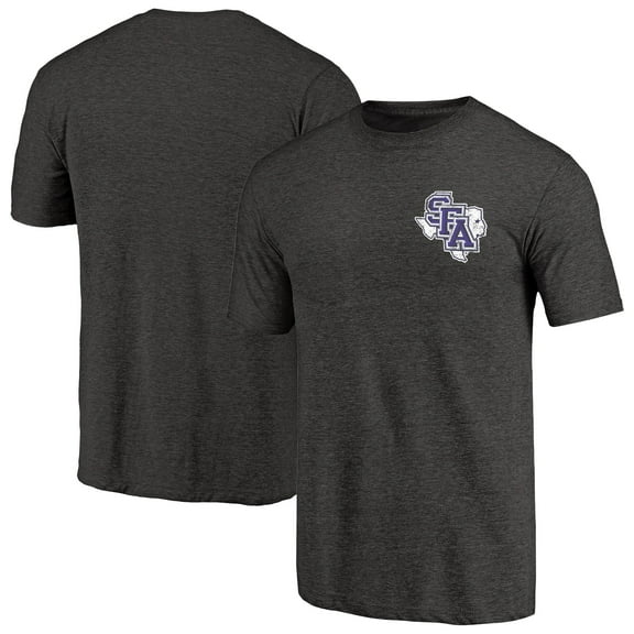 Men's Black Heather Stephen F Austin Lumberjacks Left Chest Distressed Logo Tri-Blend T-Shirt