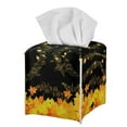 thumbnail image 2 of Renewold Fall Tissue Box Cover for Bathroom Farmhouse Decor,Bathroom Accessories Thanksgiving Facial Tissue Holder Music Notes Maple Leaves PU Leather Tissue Box Set, 2 of 5