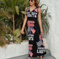 thumbnail image 6 of Racing Summer Nights Race Track Lights Flags Womens Night Club Maxi Dress V Neck Sleeveless Bohemia Long Dresses, 6 of 9