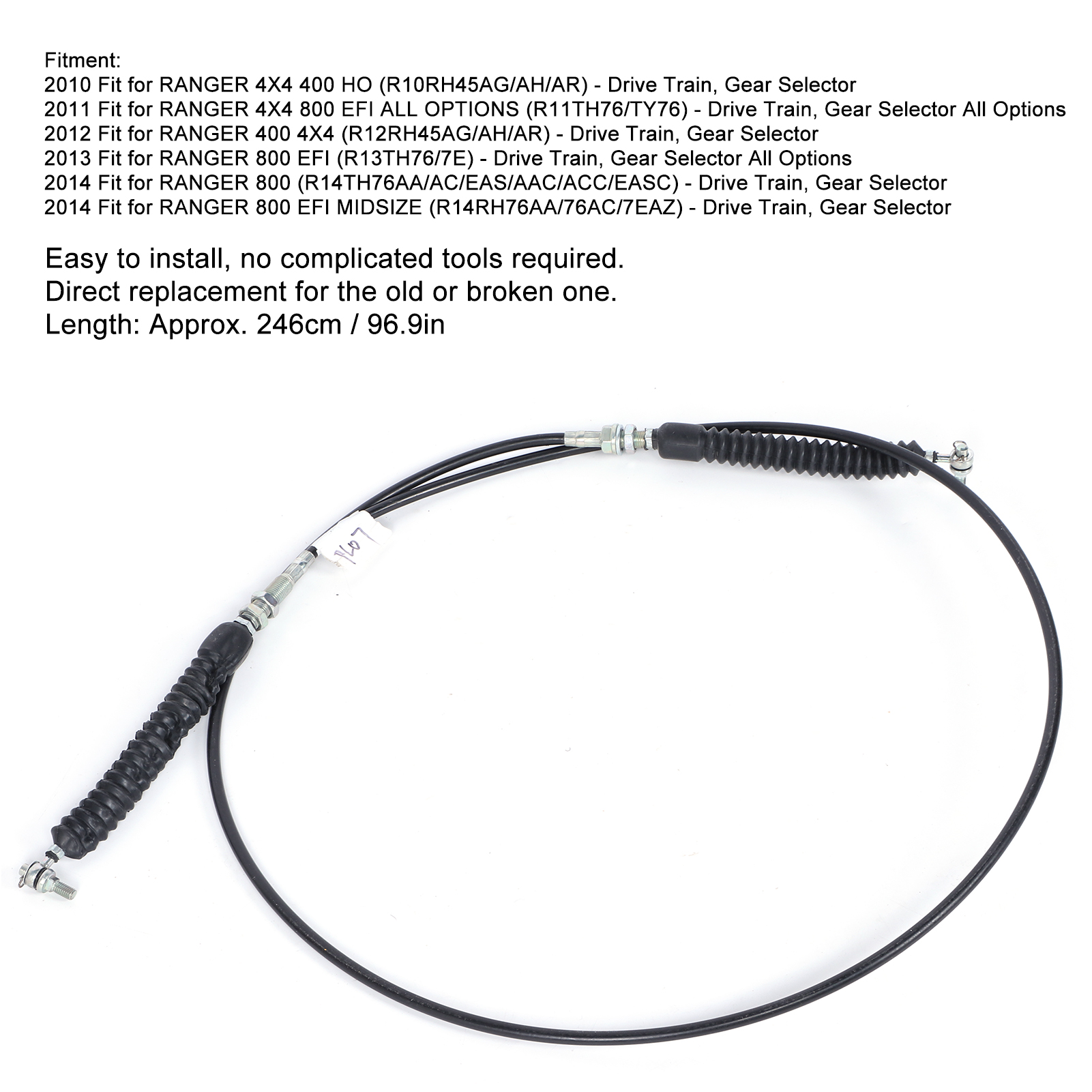 Quad Logic Shift Cable For Polaris Ranger 400 500 800 (2010-2014) – Replaces 7081614
