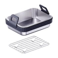 thumbnail image 4 of Lttoisl HFSAZJ Stainless Steel Air Fryer Baking Pan with Silicone Handles & Rack, Durable Frying Accessories Replacement, Non-Stick Roasting Basket for Ninja AF400EU AF451EU AF500EU DZ400EU, 4 of 8