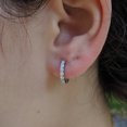 thumbnail image 3 of TwoBirch Round Prong Cubic Zirconia Huggie Hoops in 14k White Gold Plated Silver, 3 of 4